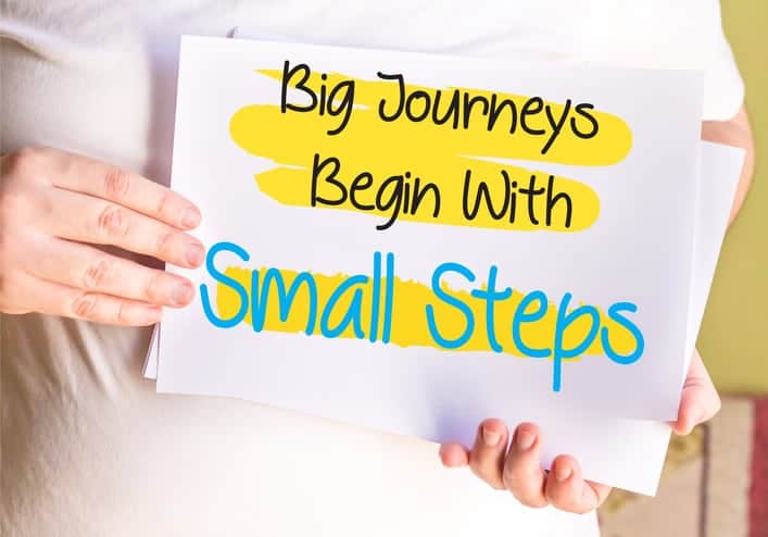 Big Journeys Begin With Small Steps, on white paper